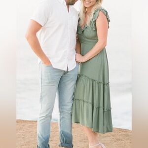 Illa Illa Green Midi Ruffle Dress